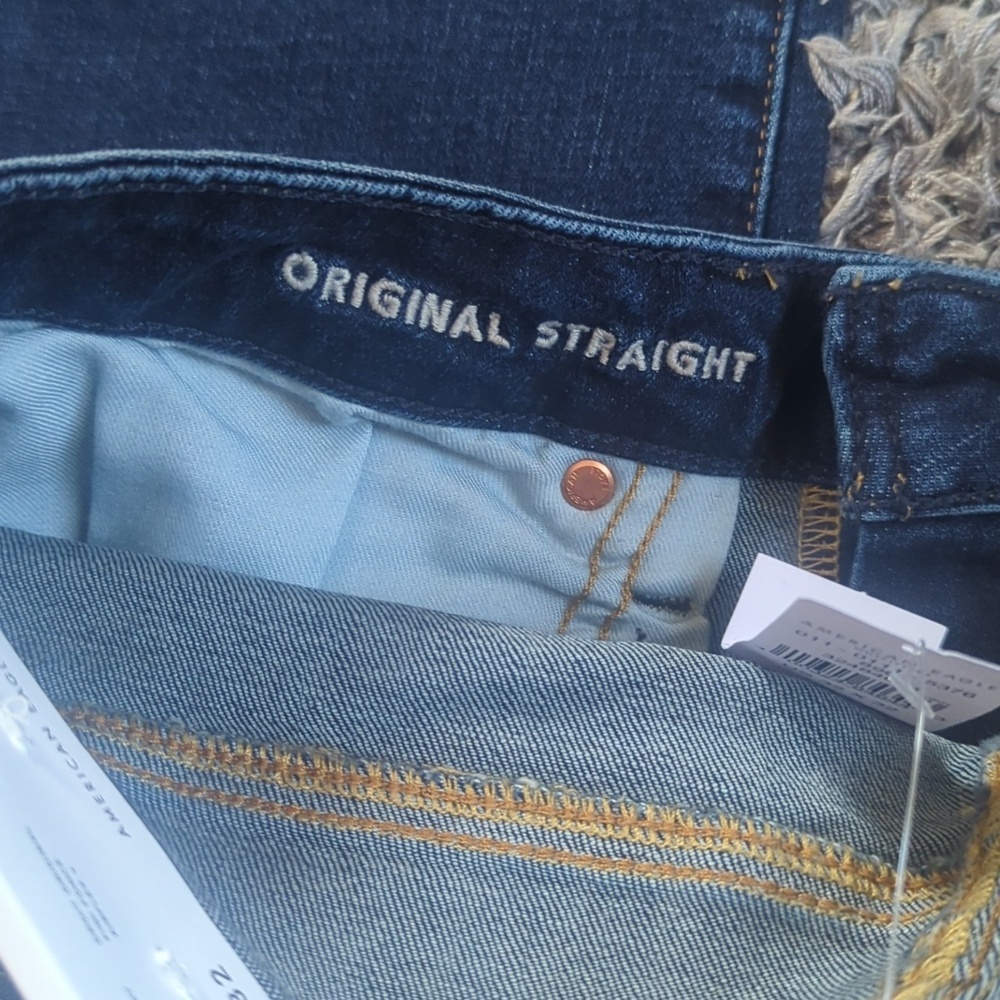 American Eagle Dark Wash Original Straight Airflex + Denim Jean 32/32 - Picture 7 of 8